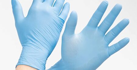 Guantes de nitrilo azul sin polvo, desechables