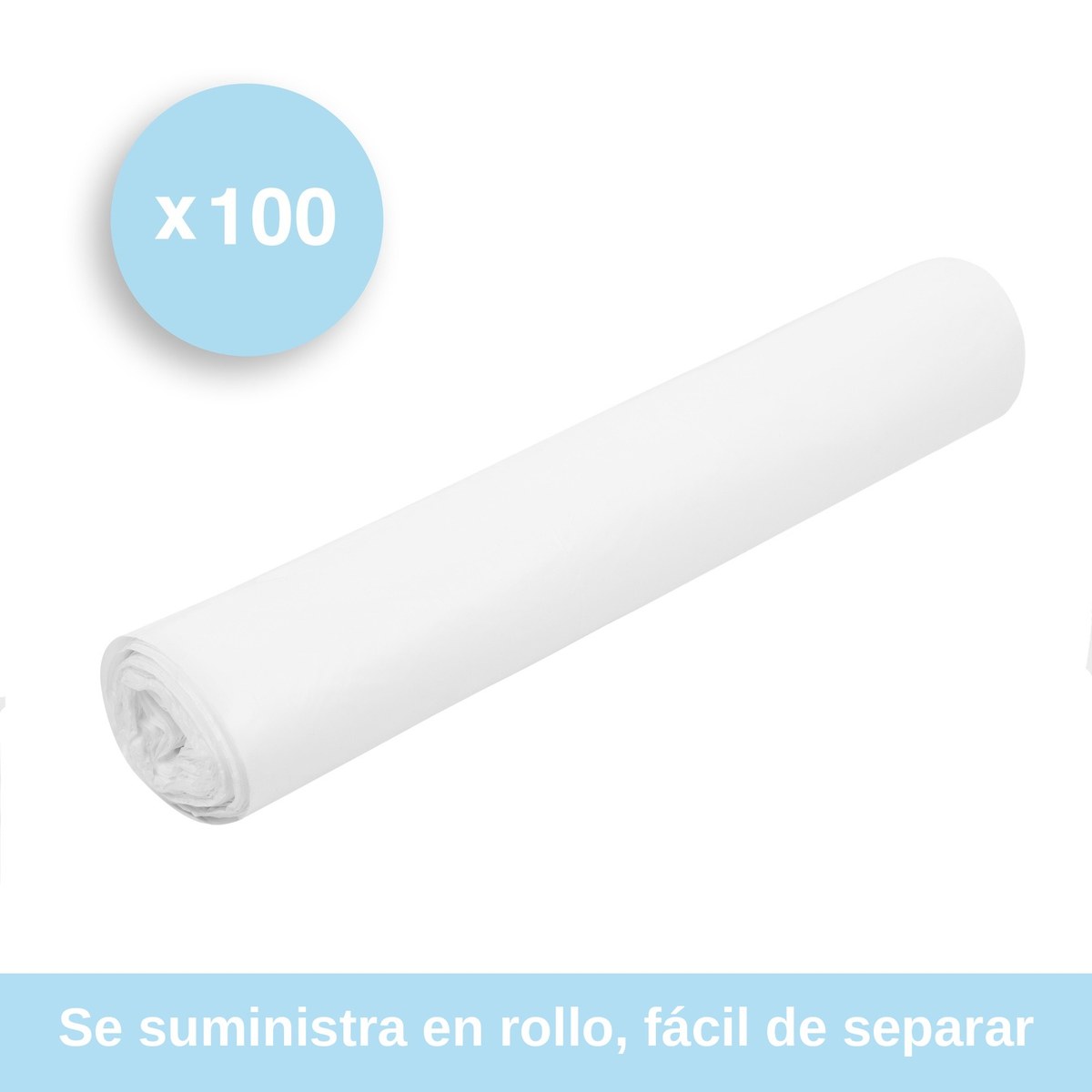 Rollo de 100 baberos de plástico blanco, fácil de separar