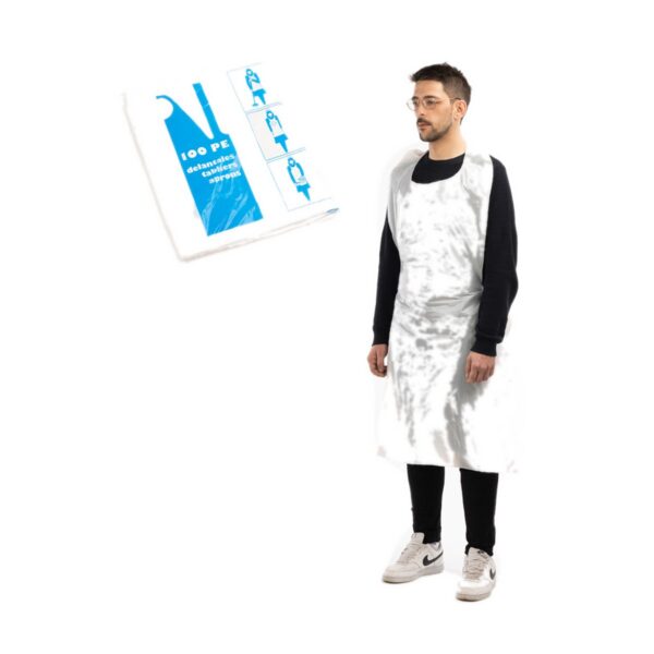 Delantales desechables de plástico, blancos
