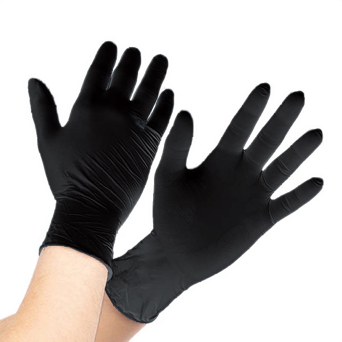 Guantes de nitrilo negro sin polvo desechables