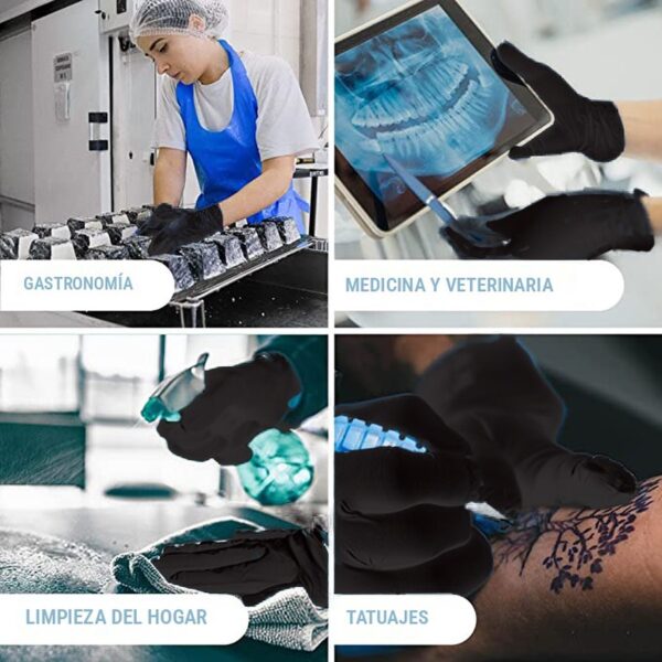 Usos de los guantes de nitrilo negro: gastronomía, medicina, limpieza y tatuajes