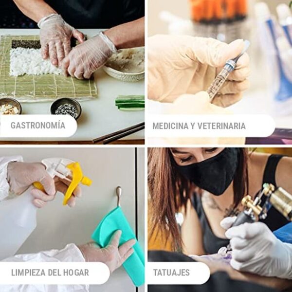 Usos de los guantes de vinilo: gastronomía, medicina, limpieza y tatuajes