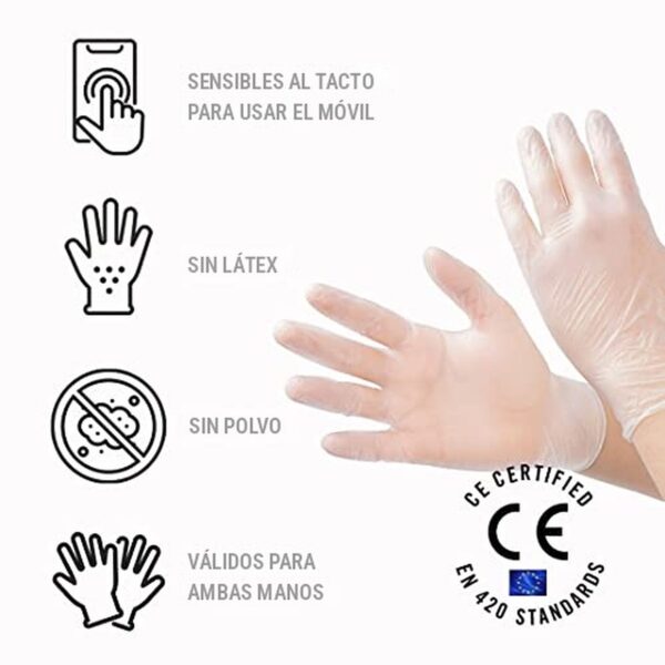 Guantes de vinilo sin látex y sin polvo
